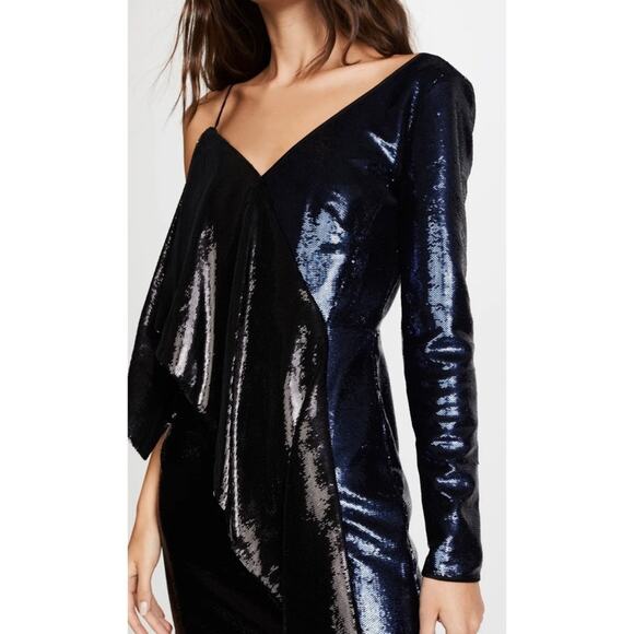 NWT Diane Von Furstenberg DVF Sequin One Shoulder Ruffle Mini Dress 6 - Picture 6 of 16